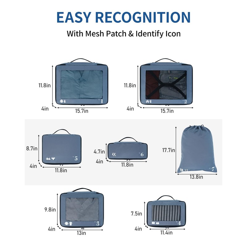 ECOHUB Travel Pouch, Travel Compression Bag, Convenient Goods, 7-Piece Set,