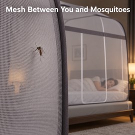 Portable Yurt Mosquito Net for Single or Double Bed – Foldable Breathable Insect Canopy for Camping, Travel and Home