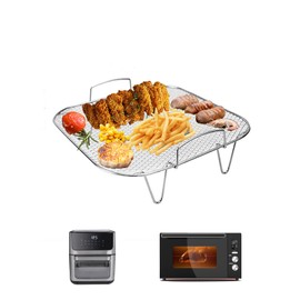8" Air Fryer Rack Stainless Steel Dehydrator Rack Stainless Steel Square air fryer accessories 8.8in×8.8in×3in Suitable for air fryers with a capacity of 4 QT or more.