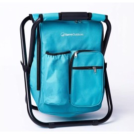 Savvy Outdoors Mini Folding Backpack Cooler Chair-Teal