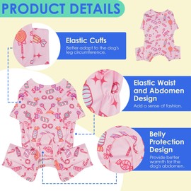 MIGOHI Dog Pajamas for Small Dog, Long Sleeves Puppy Onesie, XXS | Soft & Warm Dogs Outfit with Print, Easy-On Dogs Shedding Suit, Indoor Sleepwear, Pink