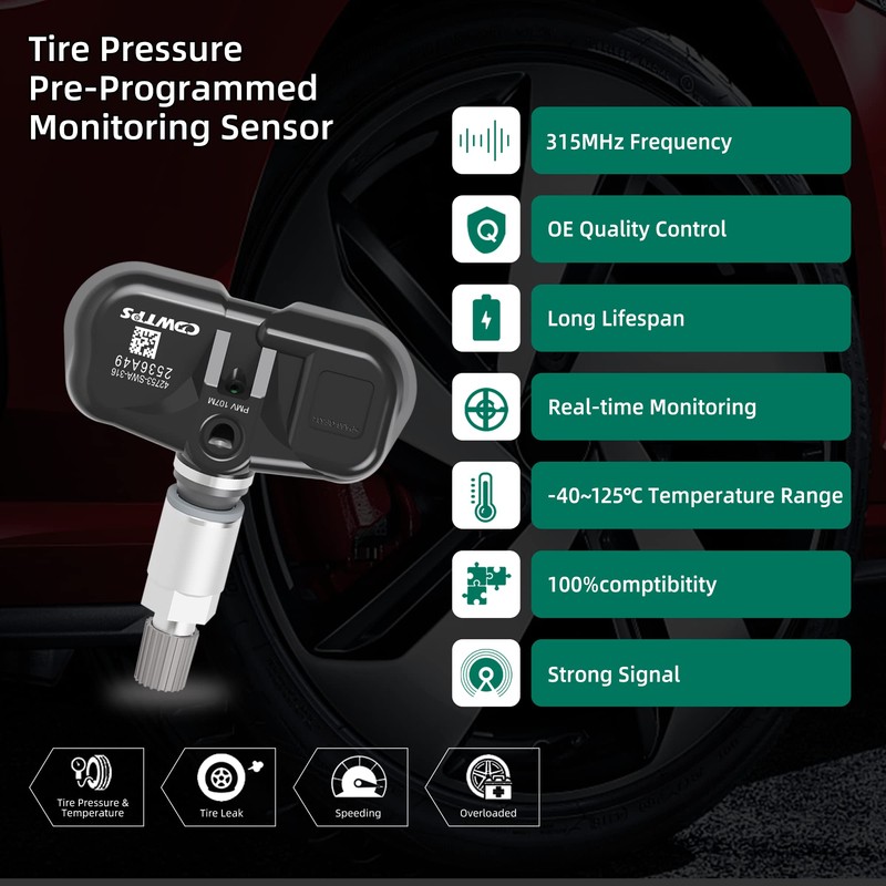 Sensor de presión de neumáticos CDWTPS, 42753-SWA-A53 para Honda Accord