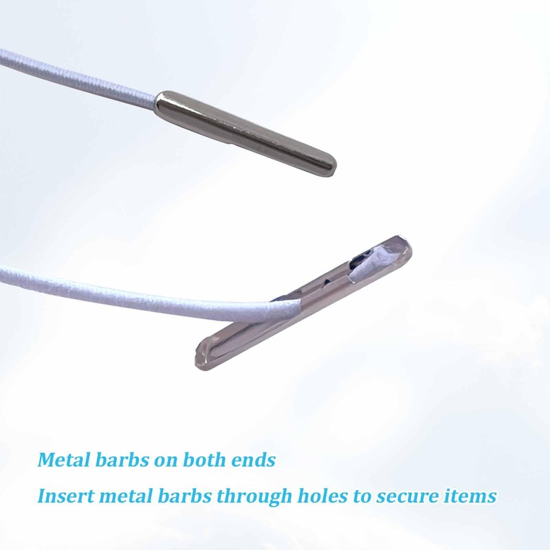 30Pcs Elastic Barbed Cord with Metal Ends | 32CM White