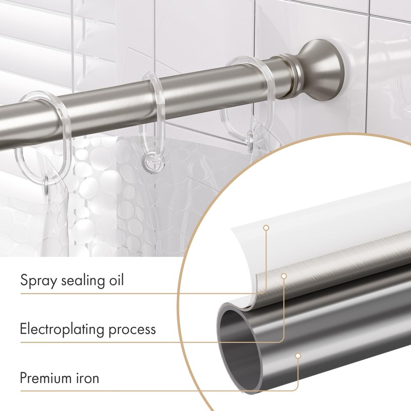 Amazer Spring Tension Shower Curtain Rod, 42-72 Inches Rust-Resistance Tension