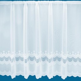 Taylor Floral Border Semi Plain White Net Curtain - Sold By The Metre (Drop 122cm (48"))