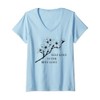 Elegant Minimalist Cherry Blossom Positive Mindset V-Neck T-Shirt