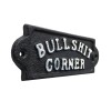 12 Cast Iron Bullshit Corner Sign Man Cave Decor Plaque
