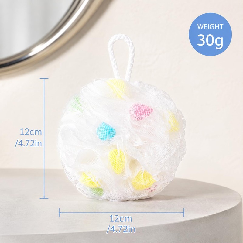 2 Pcs Loofah Sponge Shower Puff, Soft Mesh Bath Sponge