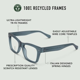 LOOK OPTIC Cosmo Progressive Reader - Stylish Unisex Reading Glasses, Prescription-Quality (1, Lake Blue)