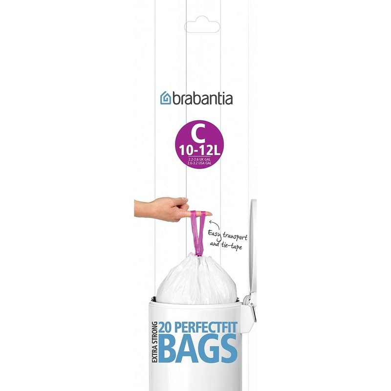 3 x 20 White Perfect Fit Brabantia Bin Liners Type