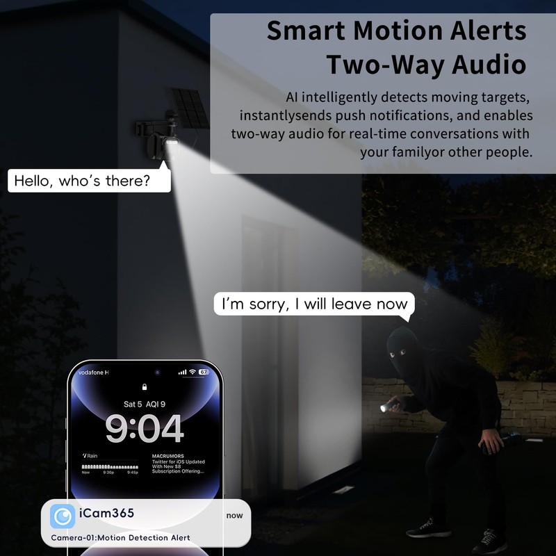 4G LTE Cellular Solar Powered Security Camera Wireless Outdoor, No