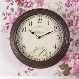 Smart Garden Bickerton Indoor Outdoor Garden Clock 12" / 30cm | Temperature Gauge Wall Clock