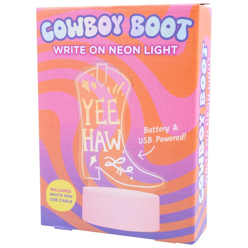 Fizz Creations Cowboy Boot Write On Neon Light. USB-Powered Write