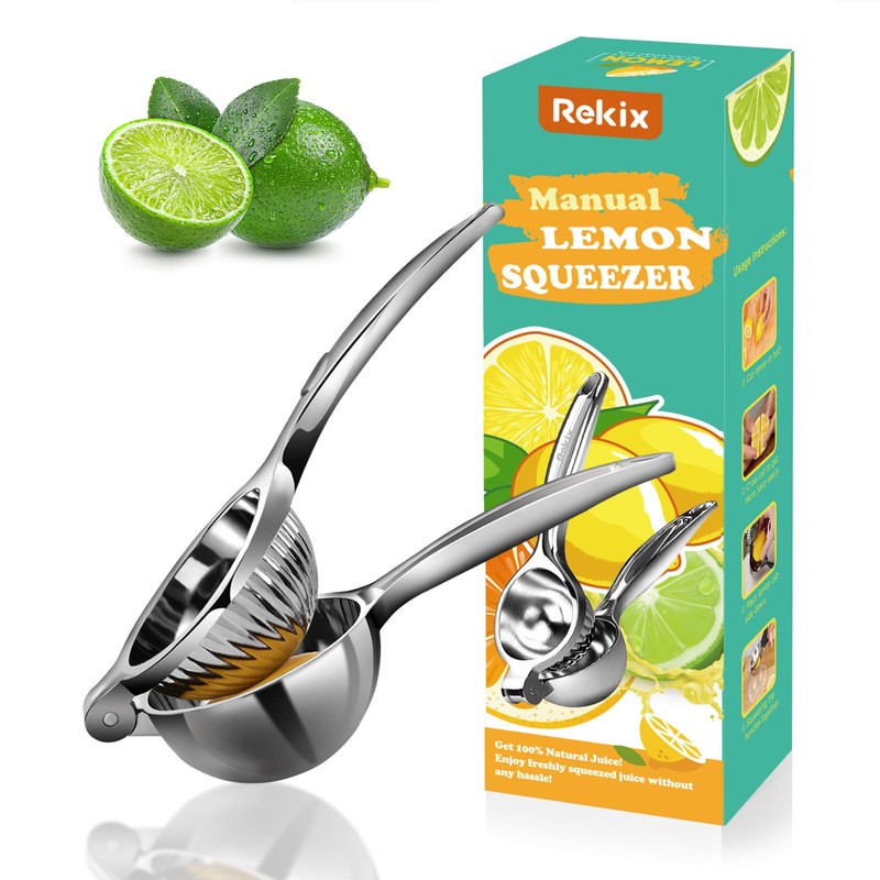 Rekix lemon Squeezer, Max Extraction Hand Press Lemon Juicer, Heavy