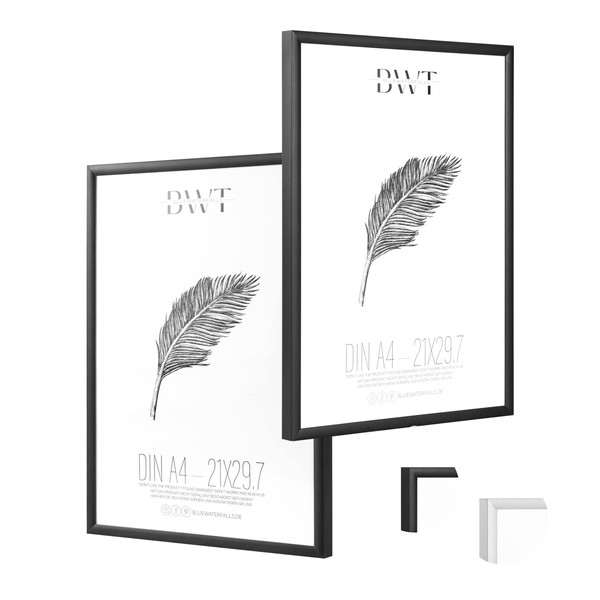 Bluewaterfalls Trading BWF® 2 x Picture Frames Black Metal DIN