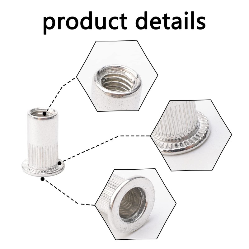 Rowiz 100 PCS M5 5mm Flat Head Aluminum Rivet Nut