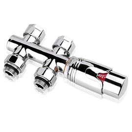 S SIENOC 3/4 to 1/2 H Valve Chrome Connection Set Centre Connection / Radiator Valves Thermostat for Bathroom Radiator with Two-Tube System Radiator Centre Connection for 16 mm Aluminium Composite Pipe