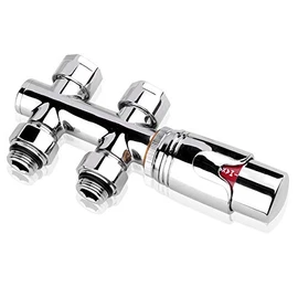 S SIENOC 3/4 to 1/2 H Valve Chrome Connection Set Centre Connection / Radiator Valves Thermostat for Bathroom Radiator with Two-Tube System Radiator Centre Connection for 16 mm Aluminium Composite Pipe
