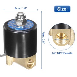 sourcing map Brass Electric Solenoid Valve, 1/4" NPT 24V DC Air Valve Normally Closed for Water Gas Fuel Diesel Oil