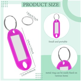 50 Pcs Plastic Key Tags with Label Window Key Ring Tags Key Labels Tags for ID Name Split Ring Keychain Luggage Travels Home Office Classification Gifts Favors Supplies, Pink