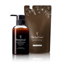 Herbal Leaf Organic Conditioner Set of 2, Main Body & Refill Set, Made in Japan (Main Unit 10.1 fl oz (300 ml), Refill, 10.1 fl oz (285 ml)