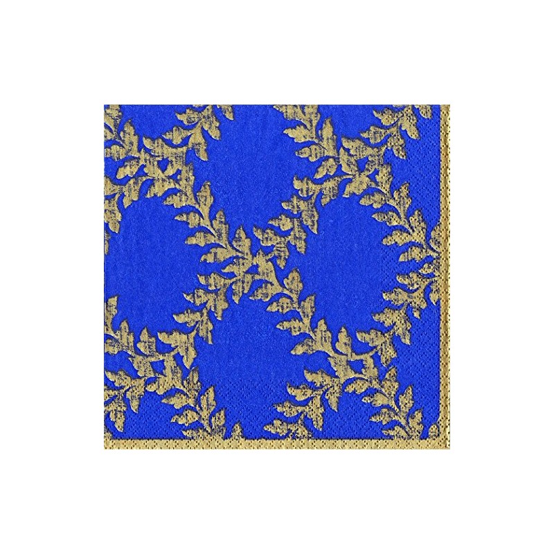 Acanthus Trellis Blue Gold Caspari Lunch Napkins 20 in Pack
