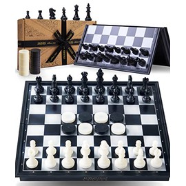 Jaques of London Magnetic Chess Set & Draughts Board Game | Travel Chess Set for Adults & Kids Chess Set | Since 1795