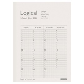 Nakabayashi NS-B502-26AW Notebook, 2026 Logical Diary, Monthly Note Type, B5, White