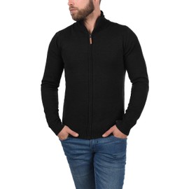 Blend Norman Men's Knitted Jacket, Fine Knit with Stand-Up Collar and Zip - Black (70155) Plain, size: l