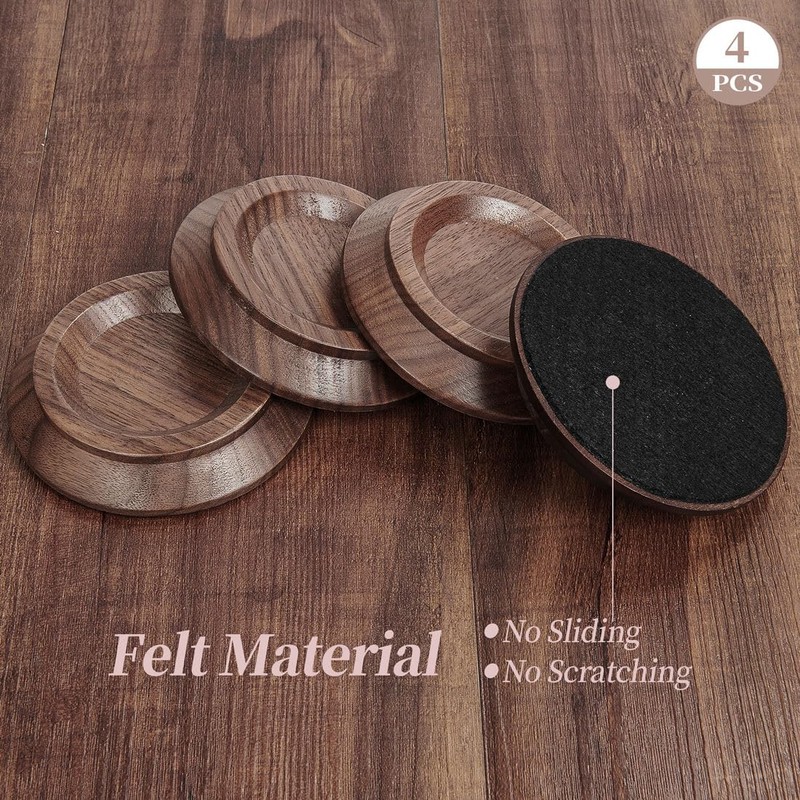 Piano Caster Cups Black Walnut Wood Caster Cups Coasters for