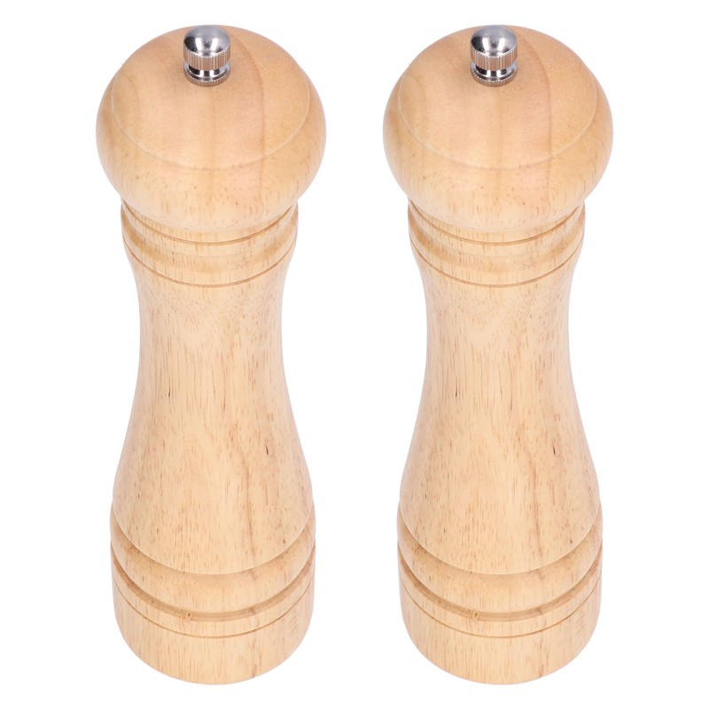 2pcs Wood Salt and Pepper Grinder Adjustable Coarseness Wooden Pepper