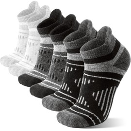 Merino Wool Ankle Hiking Running Socks Warm Thermal Winter Thick Compression Cushion No Show Moisture Wicking Gifts Stocking Stuffers Socks for Men Women 6 Pairs(White and black,M)