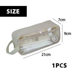 MUEEAD 1pcs Clear Pencil Case, Transparent Exam Pencil Case, Cosmetic Bag, Waterproof PVC Transparent Toiletry Storage Bag for Stationery, Cosmetics (Sea Salt Gray)