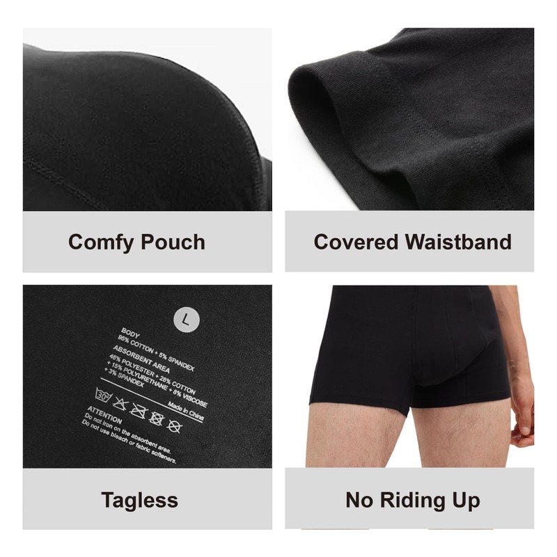 IRISMORII Washable Urine Incontinence Underwear for Men Bladder Leak Proof