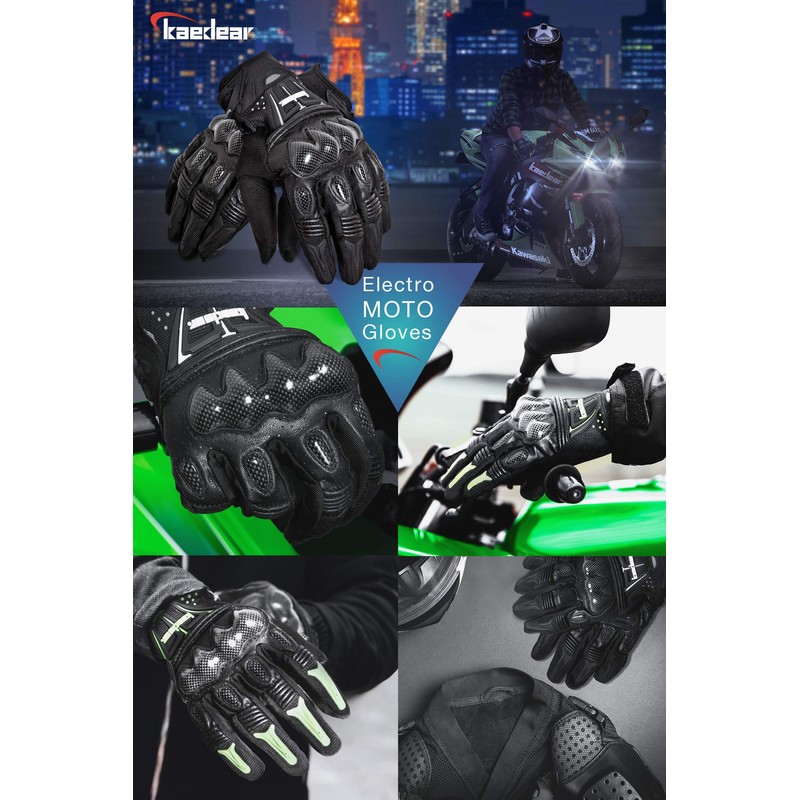 Kaedear KDR-GL1-BL-M Men’s Motorcycle Gloves, Smartphone and Touchscreen Compatible, Punched