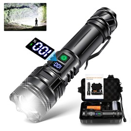 Flashlights Rechargeable High Lumens, 1500M Long Beam LED Handheld Flashlights, Super Bright Tactical Flashlight with Power Display & IPX6 Waterproof LED Flash Light for Camping Hiking