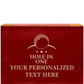 Crown Awards Golf Hole in One Rosewood Humidor Gift, Customize with Your Own Text Engraving Prime