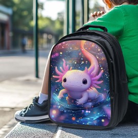 Fuzawet Cute Axolotl Backpack 3PCS 16" Preschool Elementary Schoolbag with Lunch Box Pencil Case Bookbag Set for Girls Boys Kids Children Teens School Students