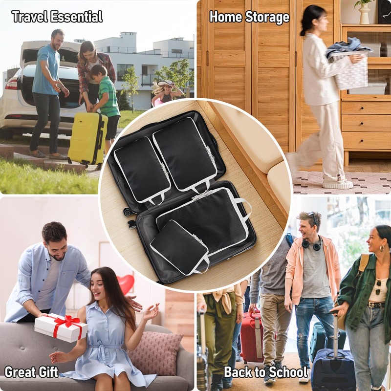 Compression Packing Cubes for Travel, Travel Essentials Luggage Organizer bags