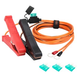 CUZEC Battery Alligator Clips, 12/24V, 12AWG Cable with 30A Fuse, 4.5-Inch Heavy Duty Clamps, 3/8-Inch Ring Terminal (6.5ft/198cm)