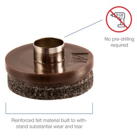Nail-on, 1" Heavy Duty Felt Pads for Wood Furniture and Hard Surfaces (8 piece) - Brown, Round