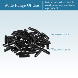 QUARKZMAN 2mm Screw Thread Protector x 50pcs Flexible Waterproof Rubber End Caps for Furniture, Kitchen and Industry, Black