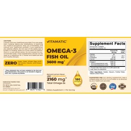 Vitamatic 2 Pack Vitamatic Triple Strength Omega 3 Fish Oil 3600mg - 180 Softgels