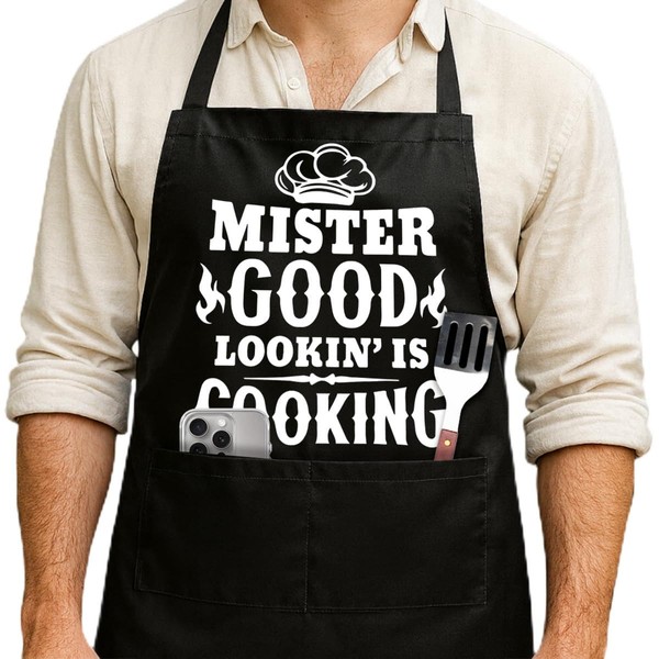 Mr Goodlookin' is Cookin,Funny BBQ Grilling Cooking Chef Aprons for