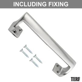 TERF® Heavy Duty Traditional Style Oval Grip Offset Cranked Door Pull Handle Aluminium 230mm Including Fixing Screw - Pack of 2