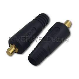 RIVERWELD TIG Welding Cable Panel Connector Plug DKJ10-25 200Amp with Black Colour Dinse-Style Quick Fitting Pack of 2