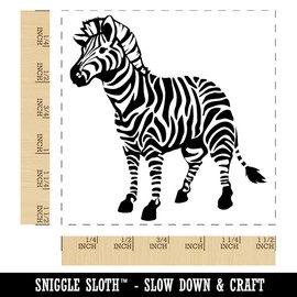 Abstract Striped Zebra Self-Inking Rubber Stamp Ink Stamper - 1-1/2 Inch Large - Red Ink