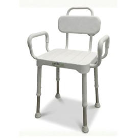 MOBICARE Silla Banco para Ducha/Baño/Tina Ajustable con Brazos Desmontables y Respaldo Soporta hasta 130 Kgs de Peso | Silla Antideslizante para Baño Adulto Mayor.