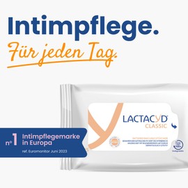 Lactacyd® Classic Intimreinigungstücher – Mit angepasstem pH-Wert und natürlicher L-Milchsäure – Klinisch geprüft & bestätigt – Praktisch für unterwegs – 15 Stück