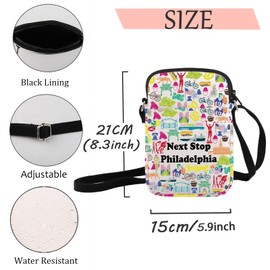 JXGZSO Philadelphia City Travel Gift Next Stop Philadelphia Makeup Bag Philadelphia Trip Cosmetic Bag Philadelphia Merch, Next Stop Philadelphia Crossbody
